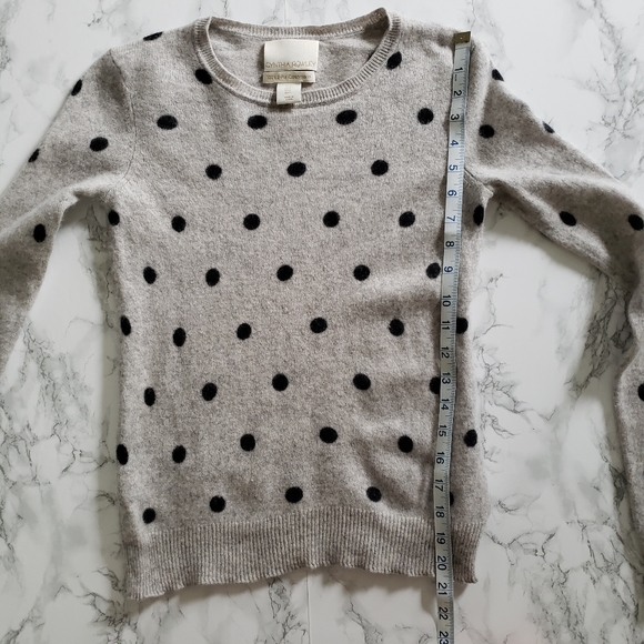 Cynthia Rowley Grey Black Polka Cashmere Sweater - Picture 5 of 9